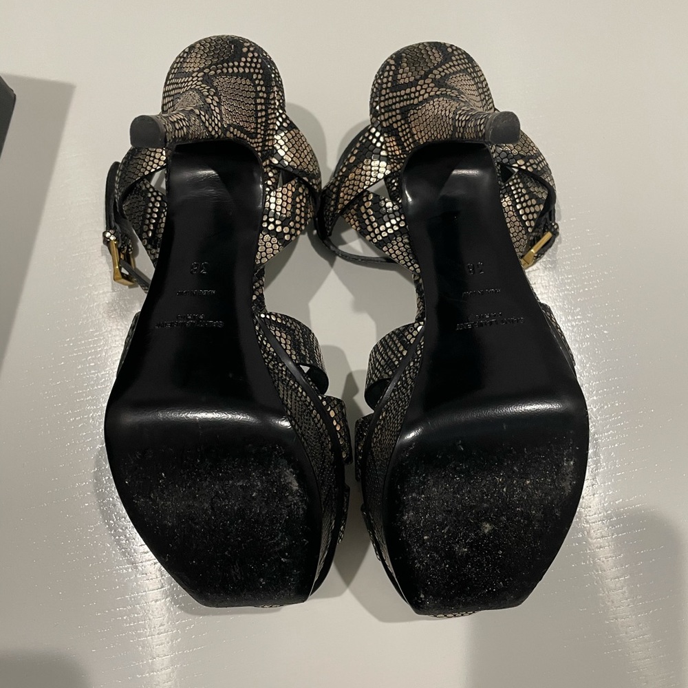 Saint Laurent black and gold python tribute sandal size 38 - Picture 3 of 5